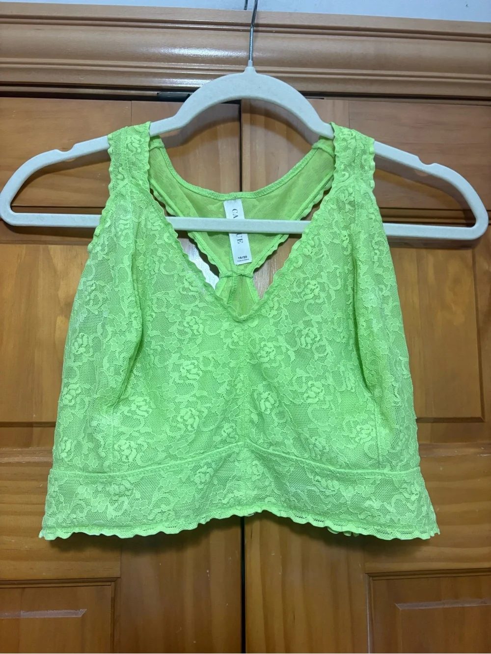 Cacique Lace Bralette Tank in Bright Green Size 18/20 EUC